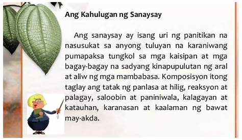 Ano Ang Sanaysay At Ibigay Ang Mga Bahagi Ng Sanaysay Brainly Ph