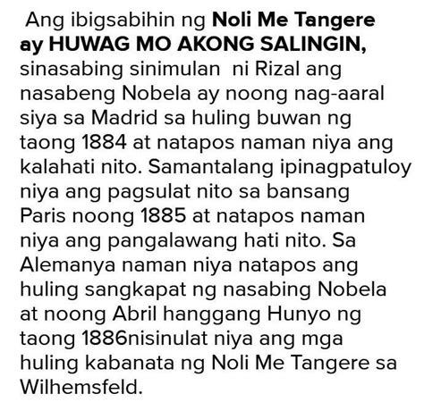 ano ang ibig sabihin ng noli me tangere