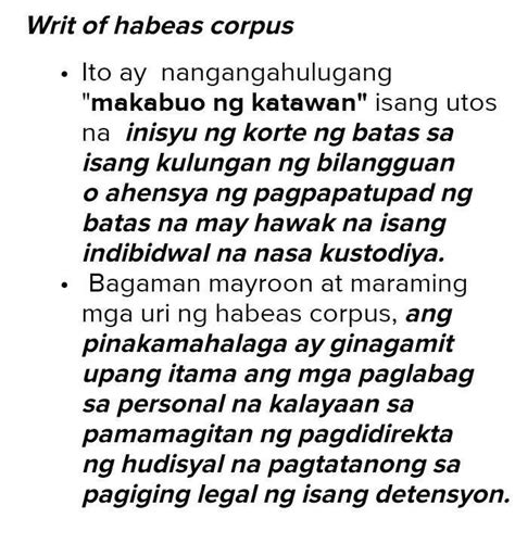 ano ang ibig sabihin ng writ of habeas corpus