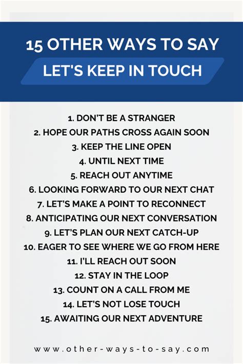 Another Phrase For Keep In Touch