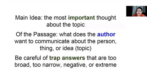 another term for main idea of the passage