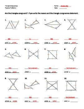 Triangle Congruence worksheet