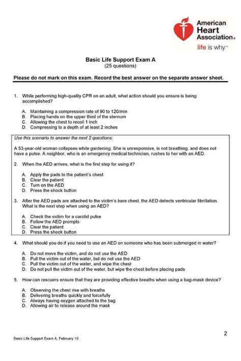 Answers To Basic Life Support Exam A