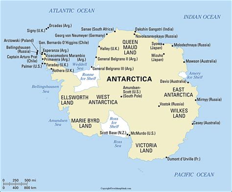 antarctica map of bodies of water