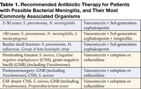 antibiotics for meningitis in adults