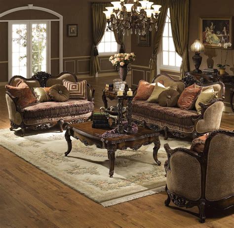 Antique Style Traditional Formal Living Room Furniture Set Beige & Brown