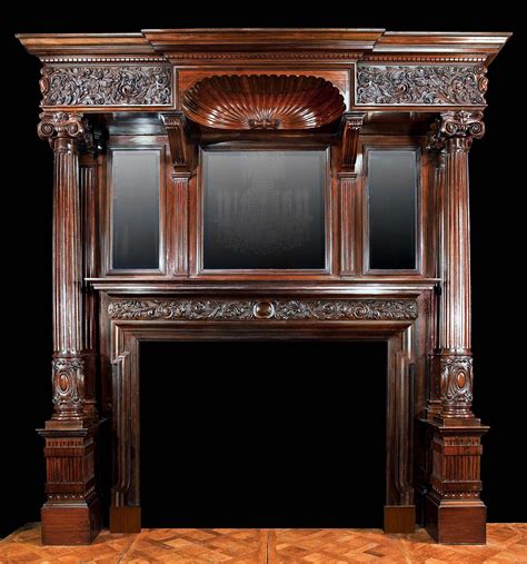 Pair of Antique Wooden Fireplaces W093 19th Century, Antique