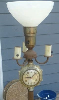 Tall Clock Lamp. Brass and Glass Lamp. Five Foot Floor VIntage