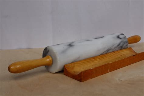 antique marble rolling pin with stand