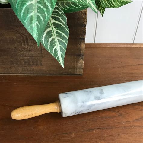 antique marble rolling pin with stand