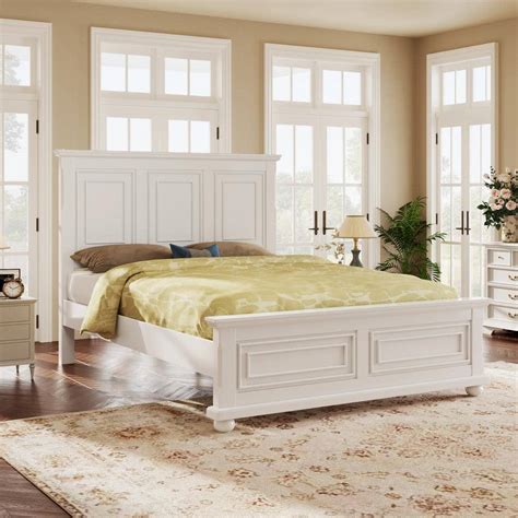 Antique White Platform Bed