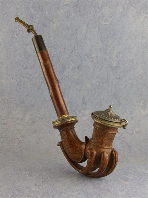 antique wood pipe with ceramic bowl
