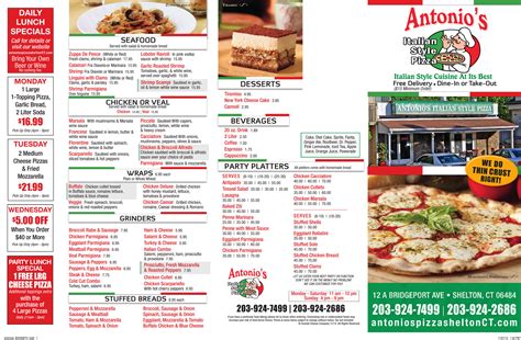 antonio's italian restaurant menu