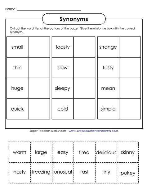 antonyms worksheets grade 6