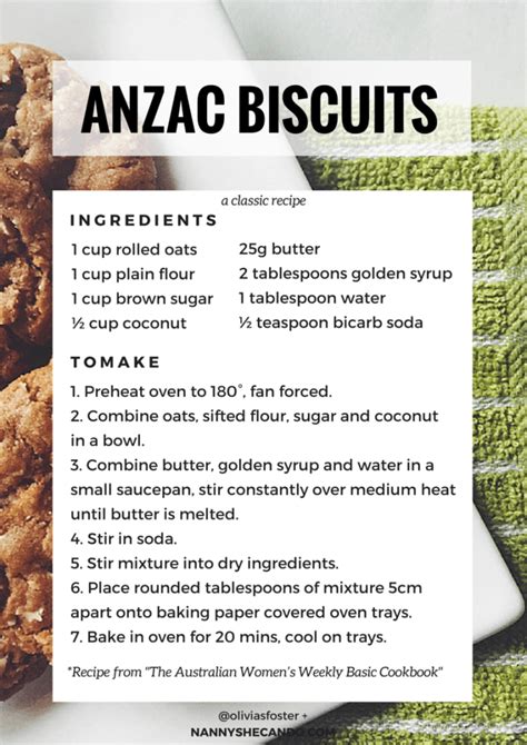 anzac biscuits recipe printable