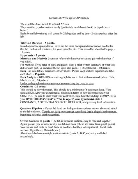 Ap Biology Lab Write Up Examples