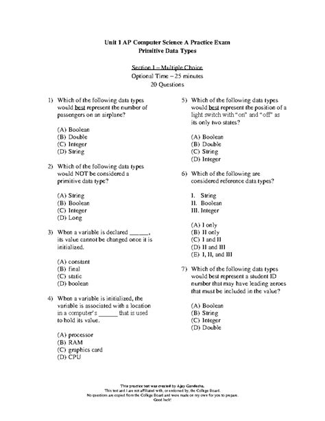Ap Computer Science Example Test