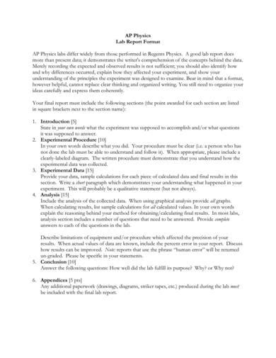 ap physics lab report example