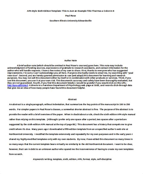 apa format example paper with abstract