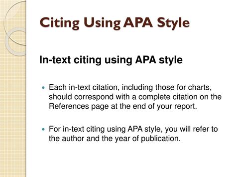apa format in text citation powerpoint slides