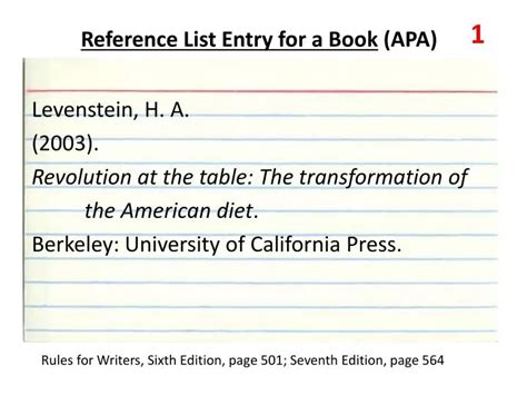 PPT Reference List Entry for a Book (APA) PowerPoint