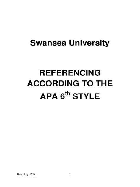 apa referencing guide swansea university
