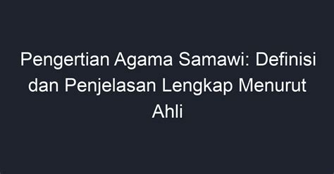 apa saja agama samawi