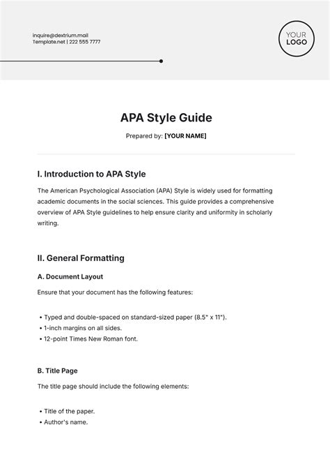 Apa Style Guide Template
