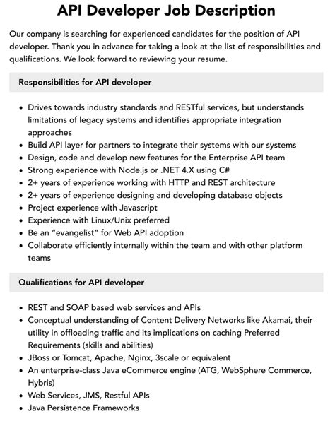 api integration developer job description