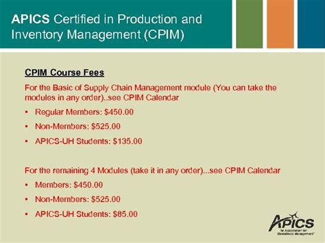 apics cpim requirements for fees