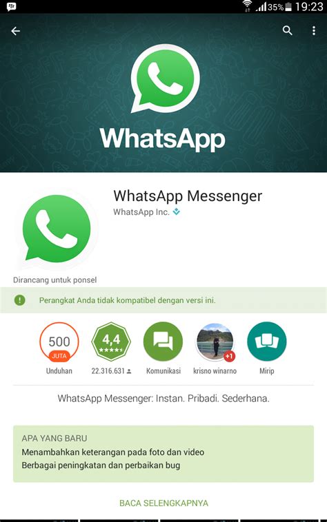 aplikasi whatsapp samsung error