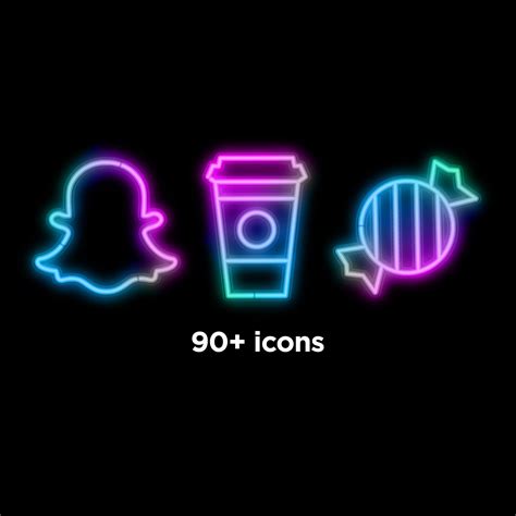 100 Pink Neon App Icons, Neon Aesthetic iOS 14 Icons, iPhone Icon Pack