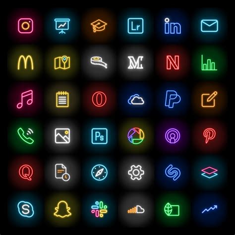 Download Best Neon App Icons for iOS 14 Home Screen