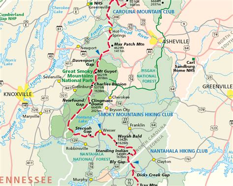 Appalachian Trail Map Tennessee-North Carolina