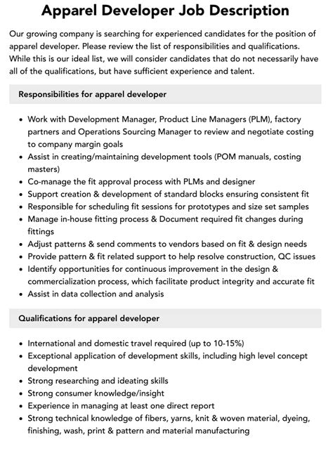 Apparel Development Jobs