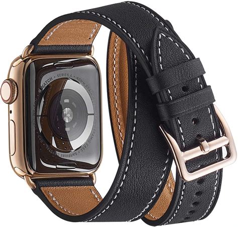 Leather strap For apple watch Hermes Double Tour band 4 44mm 40mm