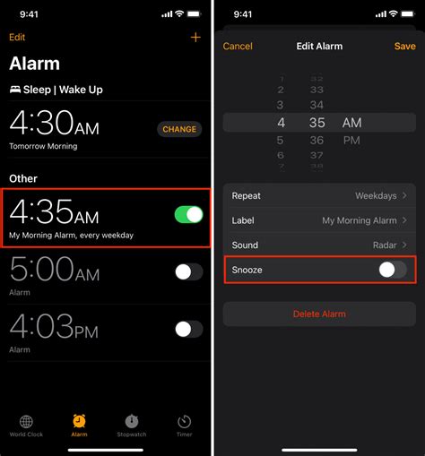 Apple Alarm Snooze Settings