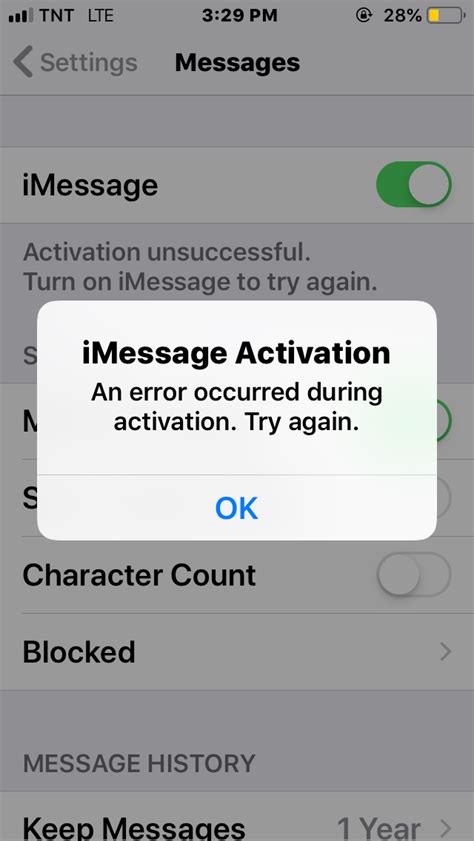 apple imessage failed to activate