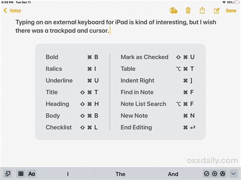 apple ipad keyboard shortcuts
