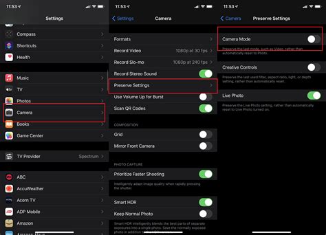 apple iphone camera settings