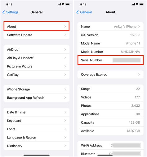 apple iphone serial number information