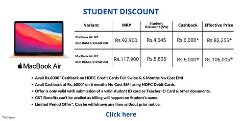 apple macbook air student price