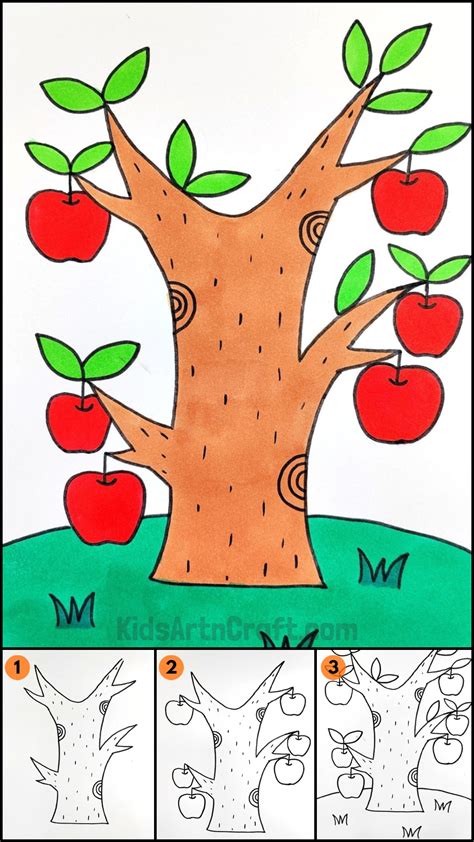 Apple tree drawing tutorial