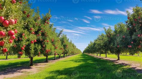 apple trees rows