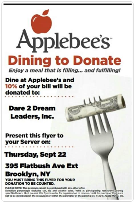 applebee's fundraising dining to donate