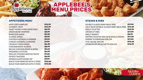 applebee's menu with prices
