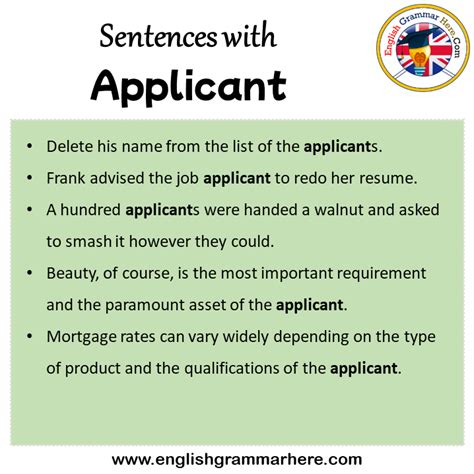 applicant meaning in english with example