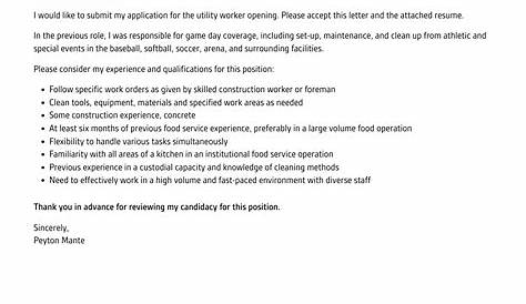Utility Worker Cover Letter Examples - QwikResume