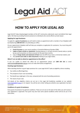 application for a grant of legal assistance