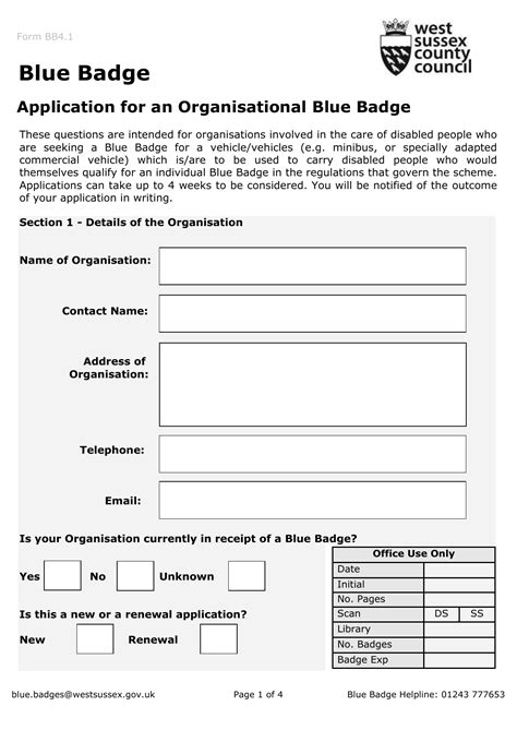 application for blue badge renewal